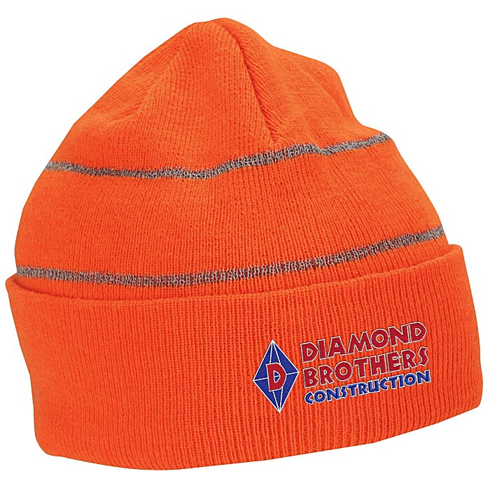 Custom Knit Beanie with Reflective Stripes