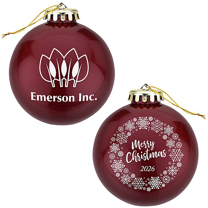 Custom Round Shatterproof Ornament - Snowflake - Merry Christmas