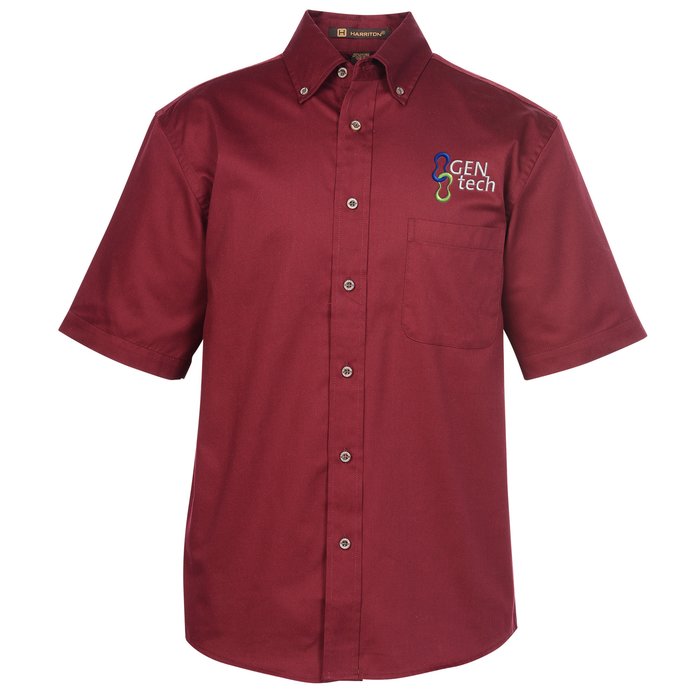 Custom Harriton Twill SS Shirt with Stain Release - Men's