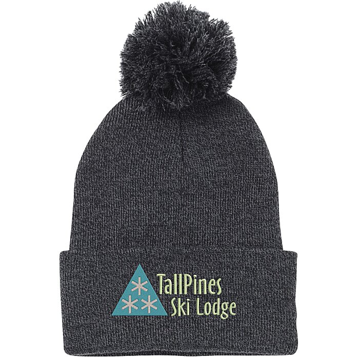 Custom Solid Cuff Pom Pom Toque