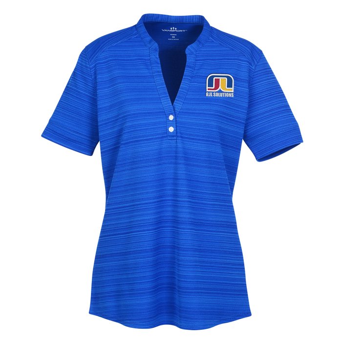 Custom Barcode Textured Henley - Ladies'