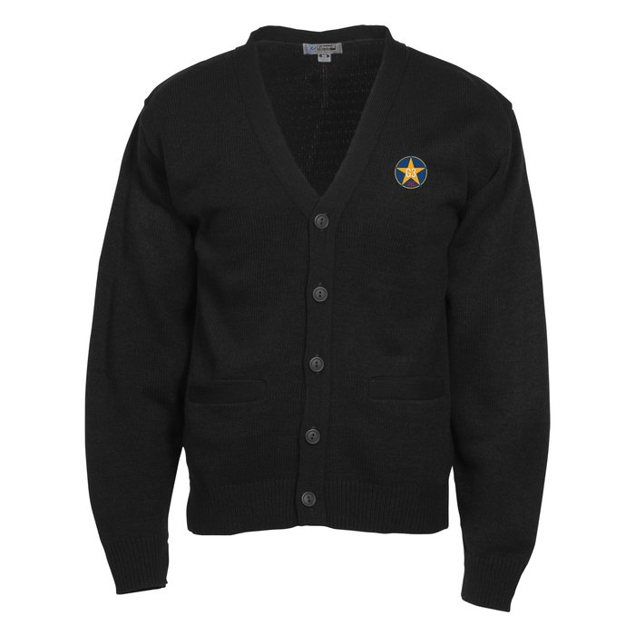 Custom Acrylic V-Neck Cardigan with Pockets - Men's