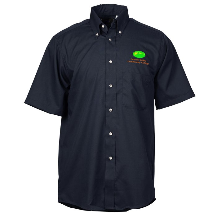 Custom Soil Release Button Down SS Poplin Shirt - Men's