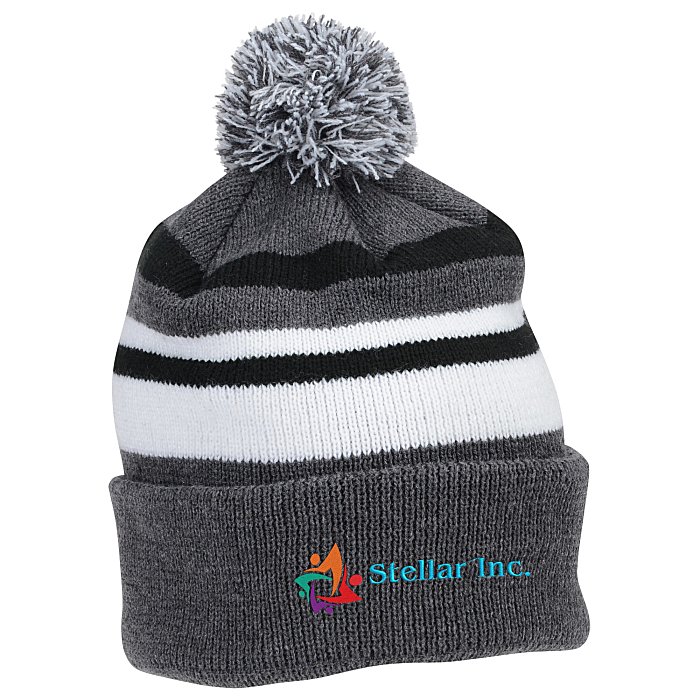 Custom Microfleece Lined Pom Pom Beanie
