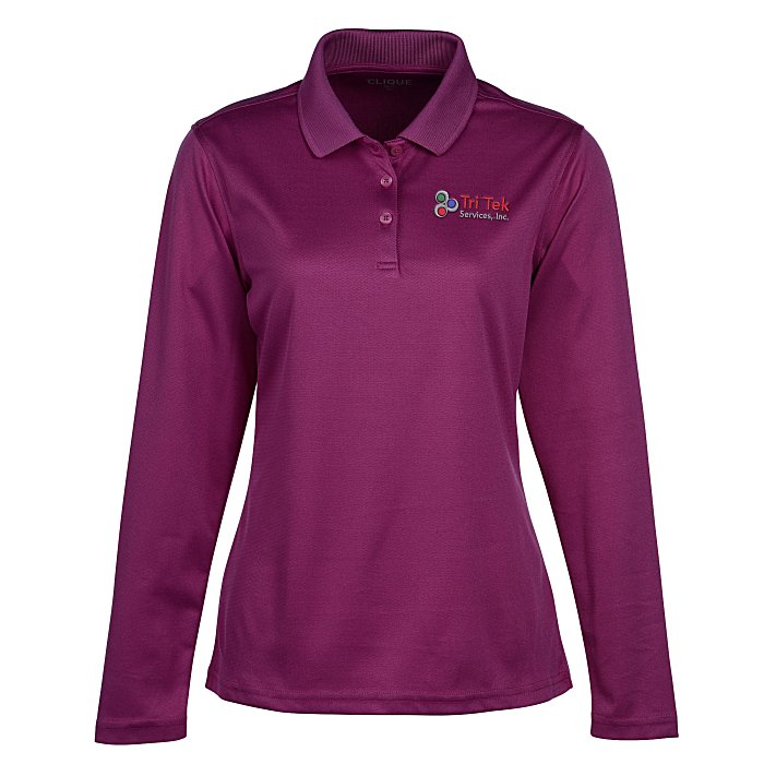 Custom Spin Dye Long Sleeve Pique Polo - Ladies'