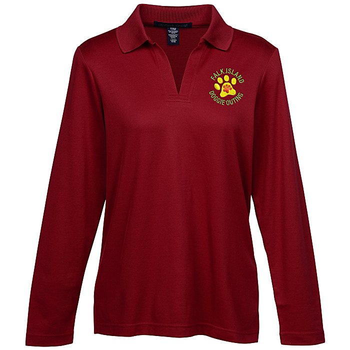 Custom CrownLux Performance Plaited LS Polo - Ladies'