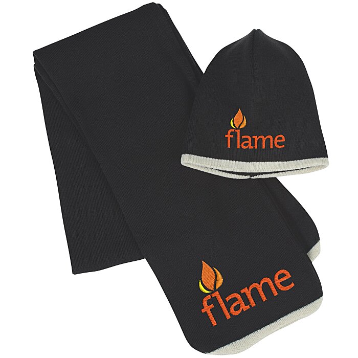 Custom Fine Knit Scarf & Beanie Set