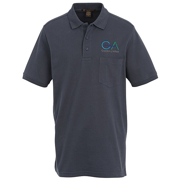 Custom Harriton Valiant Cotton Snag Protect Pocket Polo