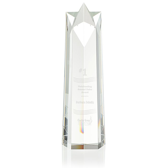 Custom Crystal Star Obelisk Award - 12 inches