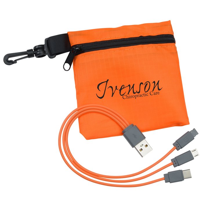 Custom Ripstop Pouch with 3-in-1 Charging Cable