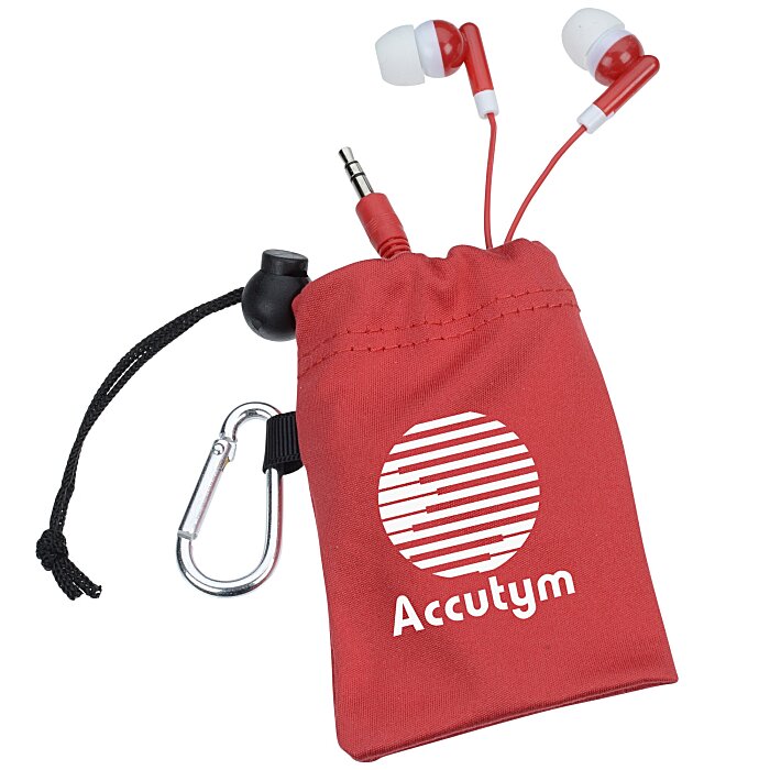 Custom Microfibre Pouch with Colourful Earbuds