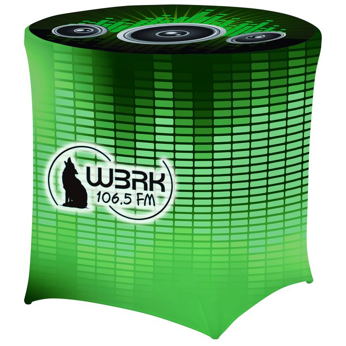 Custom Hemmed UltraFit Table Cover - Round - Café Height - Full Colour