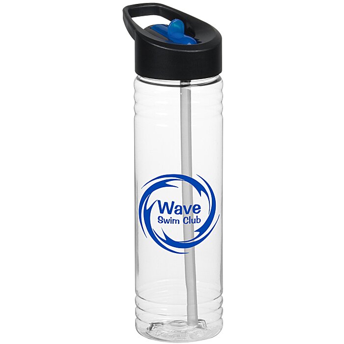 Custom Clear Impact Halcyon Water Bottle with Two-Tone Flip Straw - 24 oz