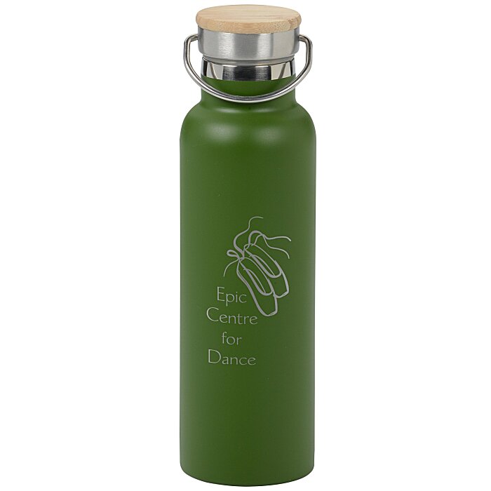 Custom Accord Vacuum Bottle with Wood Lid - 21 oz - Laser Engraved
