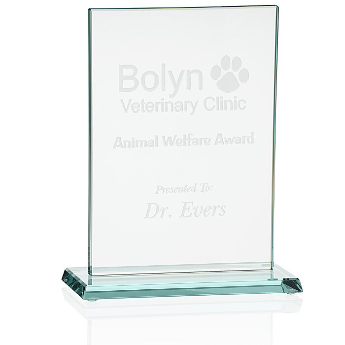 Custom Stately Jade Glass Award - 7 inches