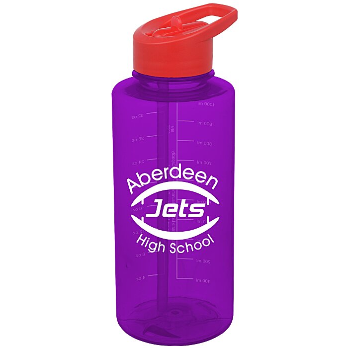 Custom Mountain Bottle with Flip Straw Lid - 36 oz