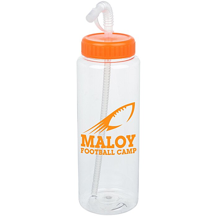 Custom Clear Impact Guzzler Sport Bottle with Straw Lid - 32 oz