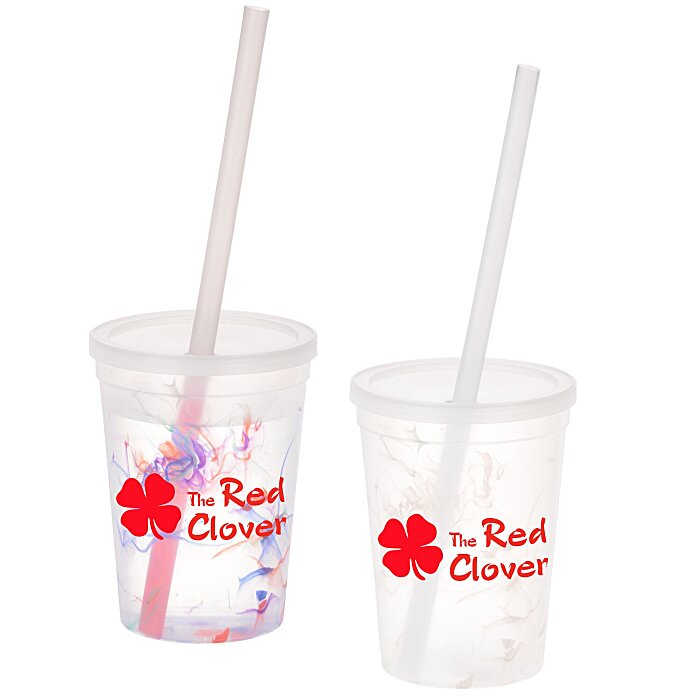Custom Rainbow Confetti Mood Cup with Straw - 11 oz.
