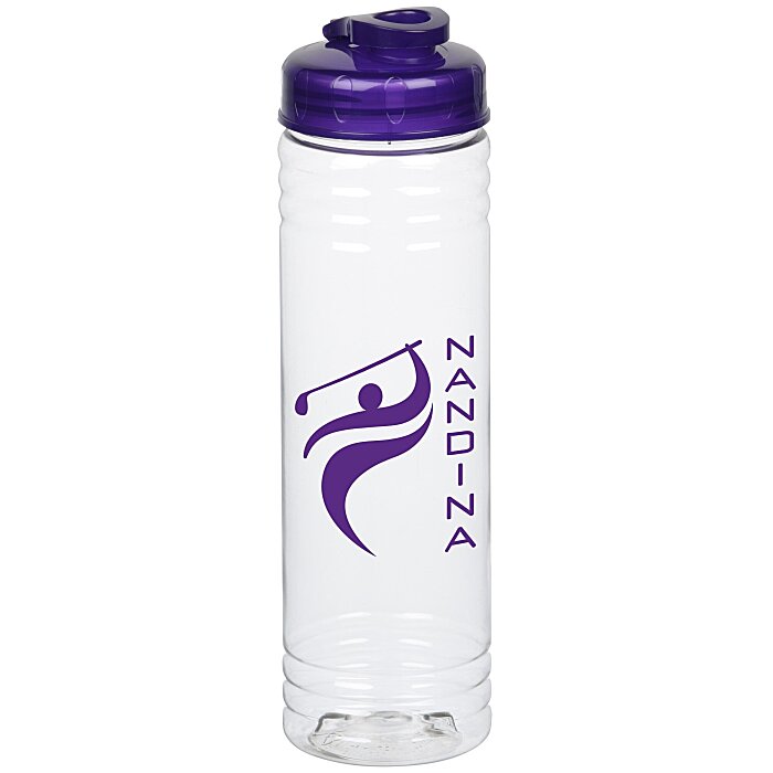 Custom Clear Impact Halcyon Water Bottle with Flip Drink Lid -24 oz