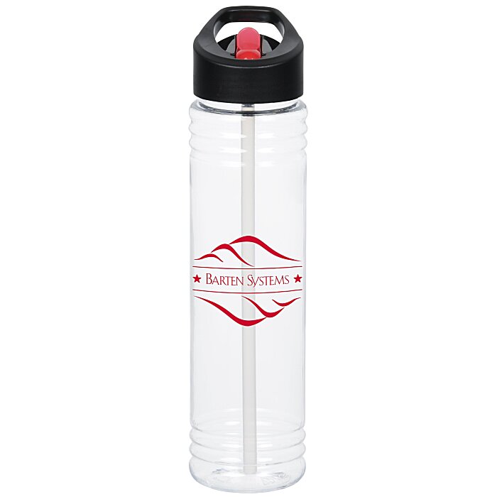 Custom Clear Impact Adventure Bottle with Two-Tone Flip Straw Lid - 32 oz
