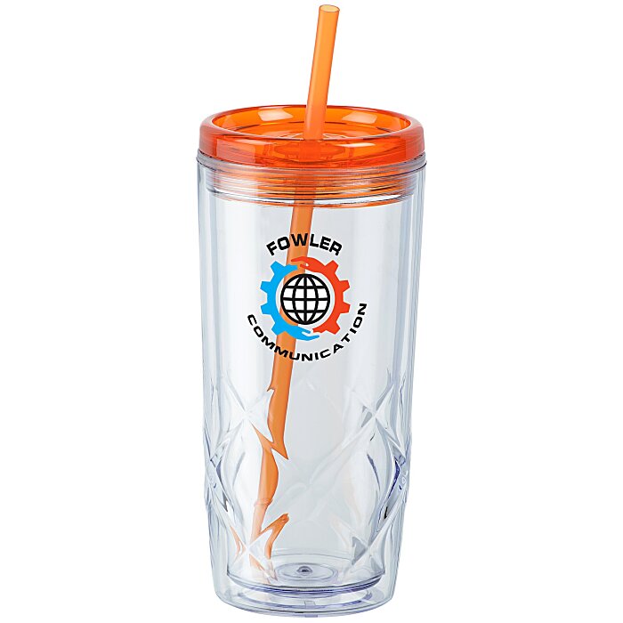Custom Refresh Simplex Tumbler with Straw - 16 oz - Clear - Full Colour