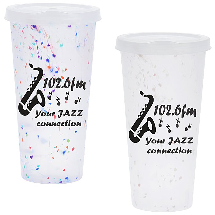 Custom Rave Rainbow Confetti Mood Tumbler with Lid - 26 oz