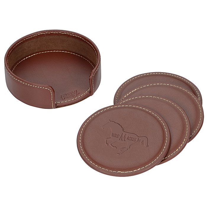 Custom Vintage Round Leatherette Coaster Set