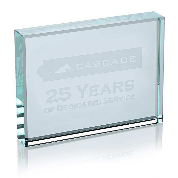 Custom Jade Glass Paperweight - Horizontal