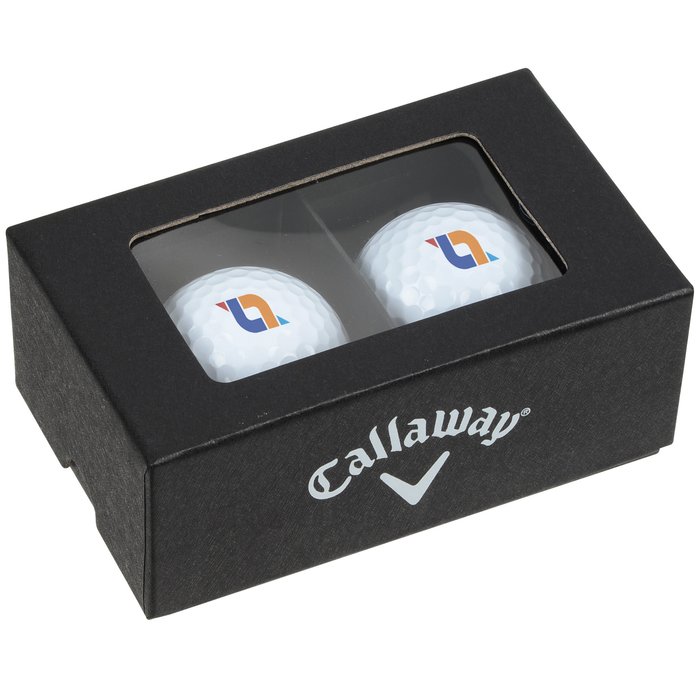 Custom Callaway 2 Ball Business Card Box - Chrome Soft