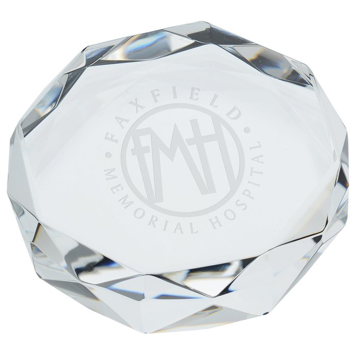 Custom Gem Cut Crystal Paperweight