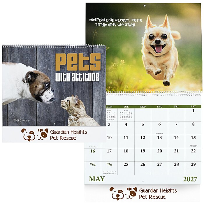 Custom Pets with Attitude Wall Calendar - Spiral