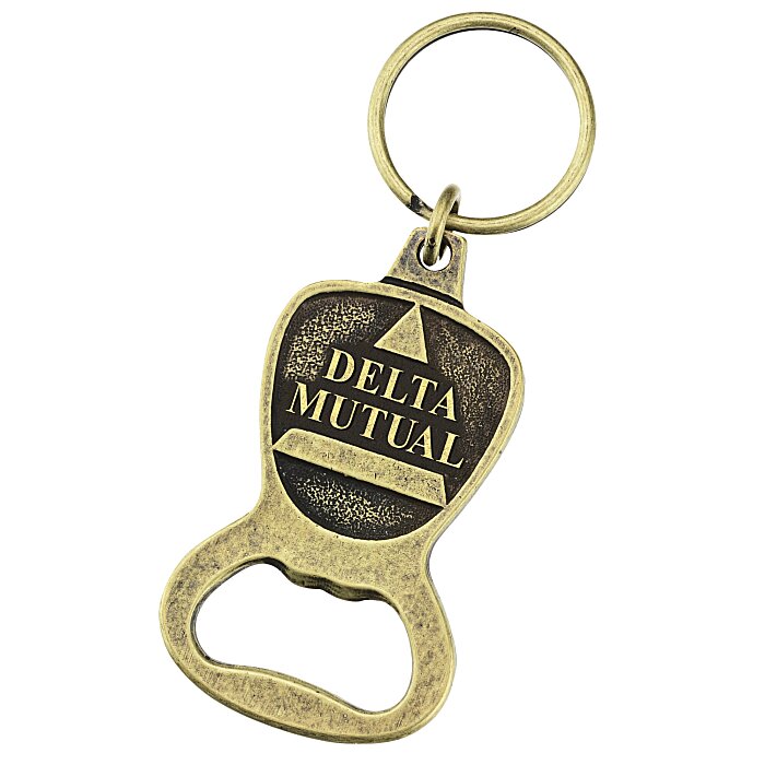 Custom Econo Bottle Opener Keychain - Shield