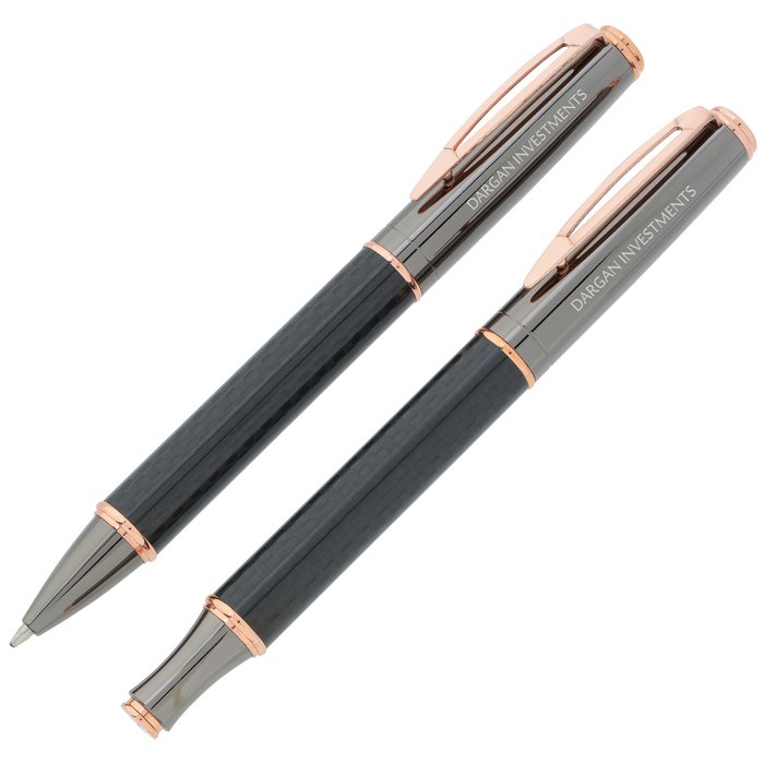 Custom Sutton Twist Metal Pen & Rollerball Pen Set
