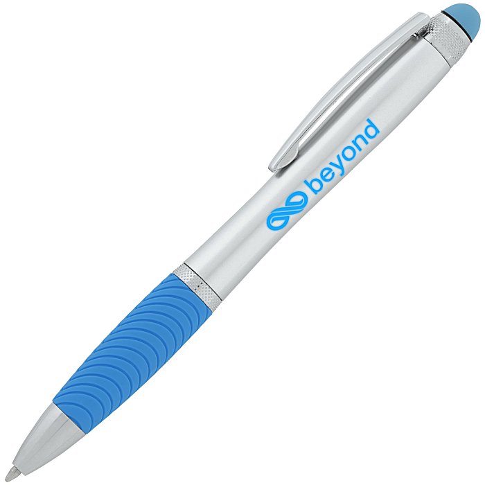 Custom Evantide Light-Up Logo Stylus Twist Pen - Silver