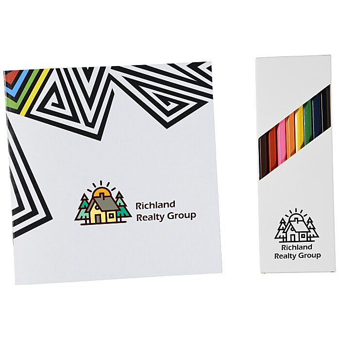 Custom Colouring Book & Pencil Set - Geometric
