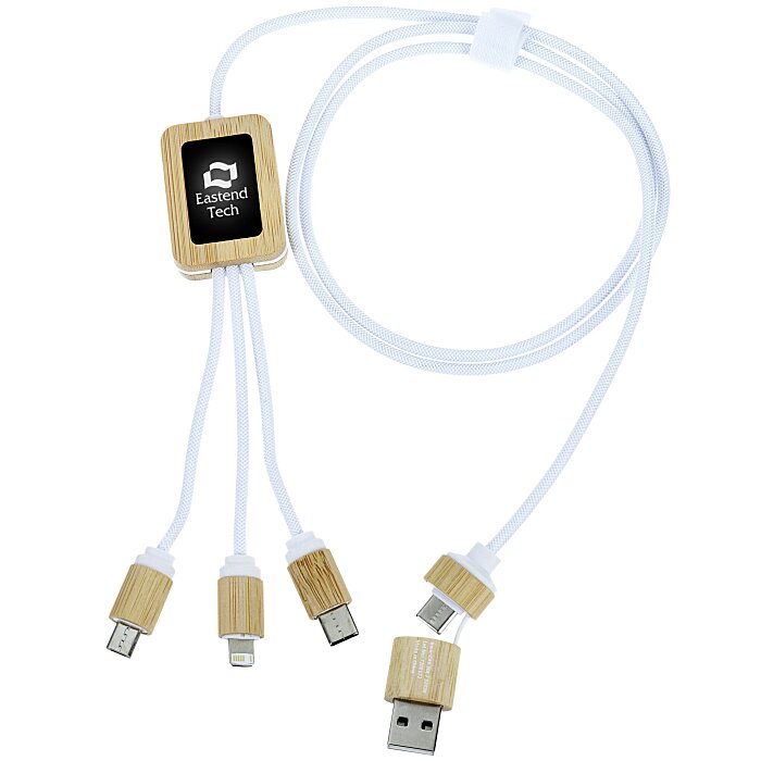 Custom SCX Light-Up Logo Bamboo Charging Cable