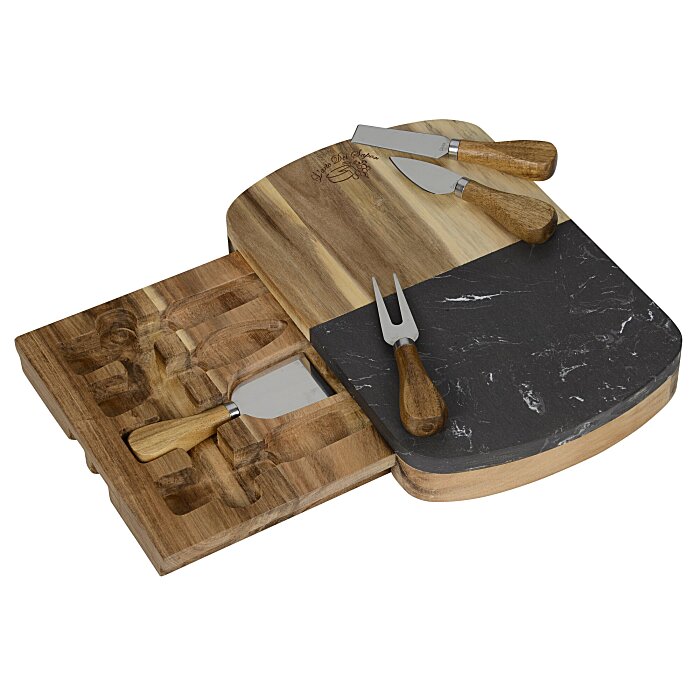 Custom Black Marble Cheese Board Set